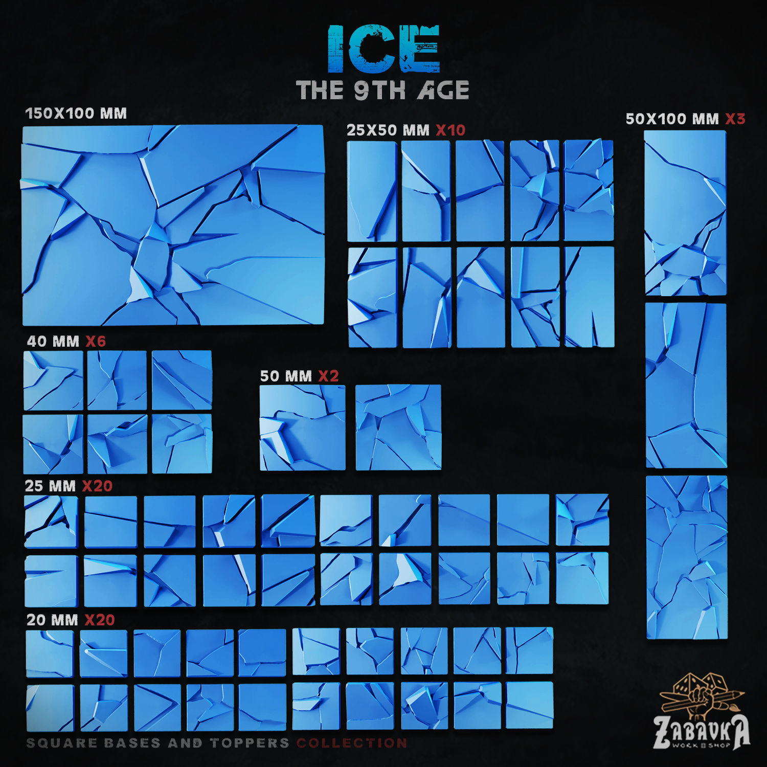 Ice [Square] - Bases and Toppers (The 9th Age)